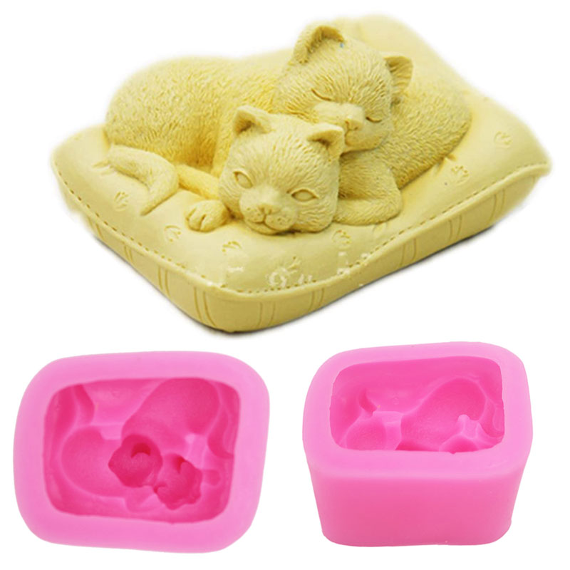 Soap Making Art - Nicht-Stick Silikon Katze Form 3D Silikon