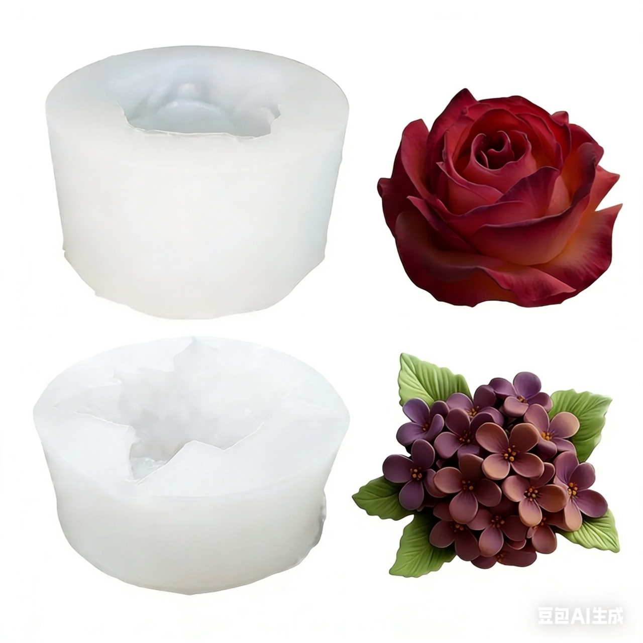 Soap Making Art - 2 Stück 3D-Silikonformen mit Rosen- und