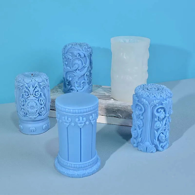 Soap Making Art - Geschnitzte römische Säule Kerze Silikonform Blume